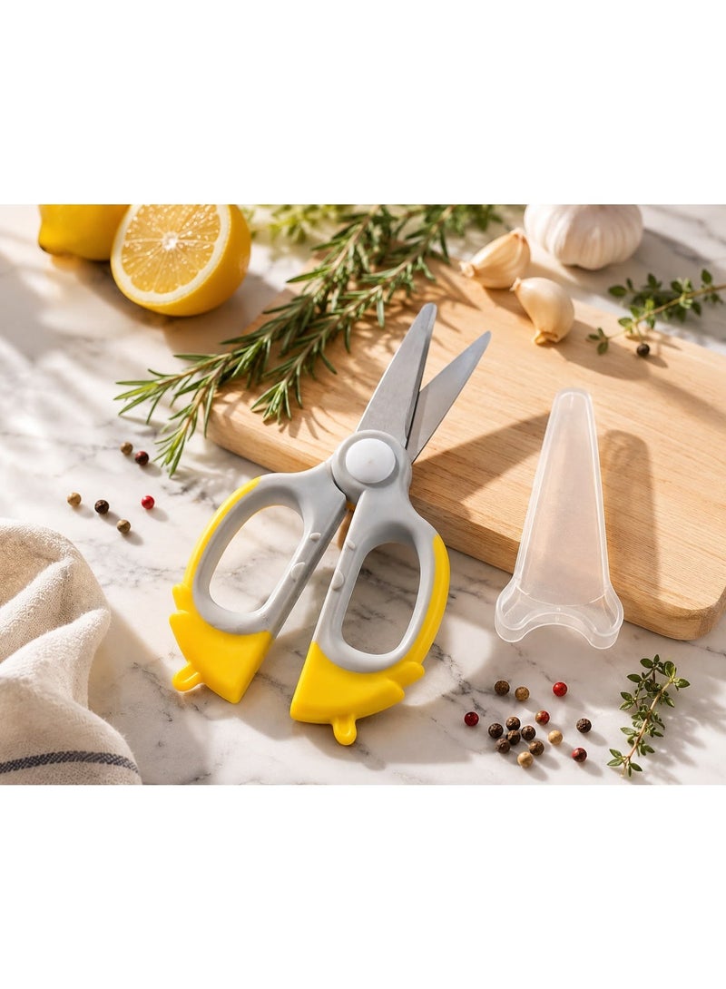 Kitchen Scissors with Protective Cover – Stainless Steel Multi-Purpose Food Cutting Scissors for Vegetables, Herbs & Packaging - Image 4
