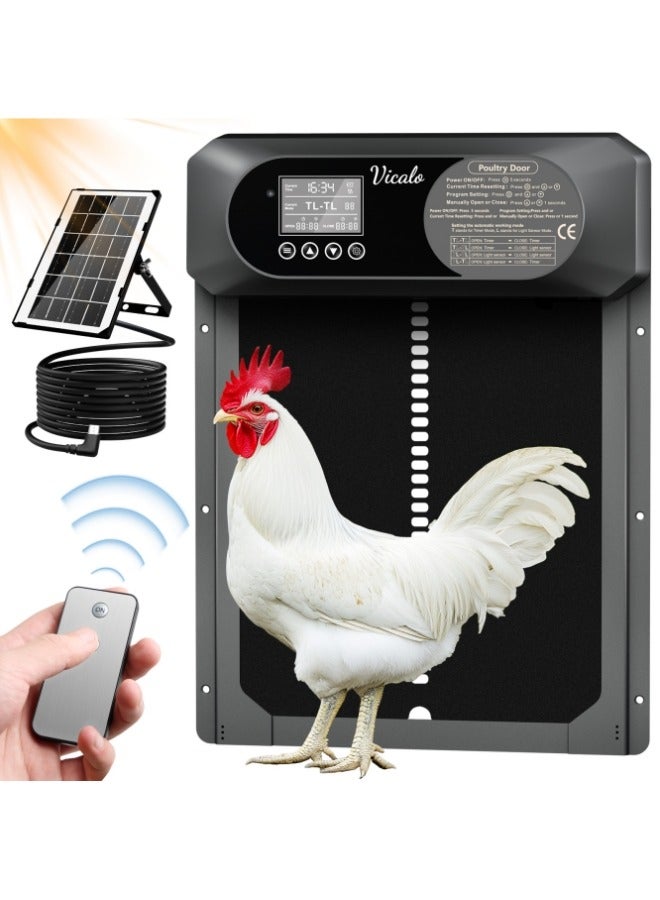 Generic Solar-Powered Automatic Chicken Coop Door with Light Sensor, Timer & Remote Control - Weatherproof Aluminum Poultry Door for Chickens & Ducks  - Image 1