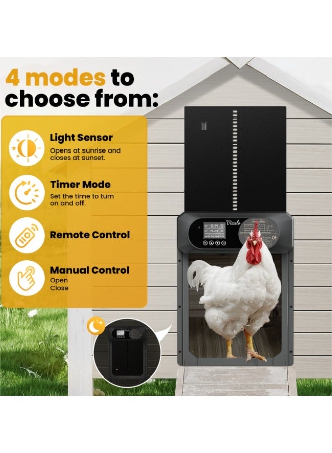 Generic Solar-Powered Automatic Chicken Coop Door with Light Sensor, Timer & Remote Control - Weatherproof Aluminum Poultry Door for Chickens & Ducks  - Image 3