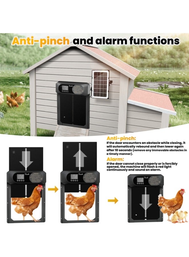Generic Solar-Powered Automatic Chicken Coop Door with Light Sensor, Timer & Remote Control - Weatherproof Aluminum Poultry Door for Chickens & Ducks  - Image 4