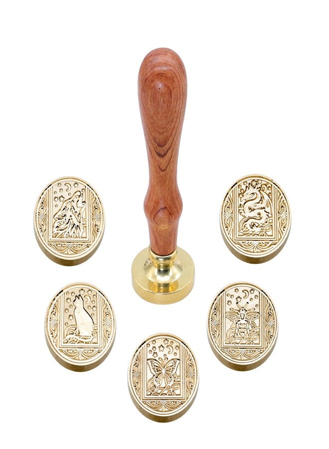SWANGSA Wax Seal Stamp Set, Vintage 6 Pieces Sealing Wax Stamp Heads and 1 Wooden Handle for Wedding Party Invitations, Letters, Envelopes, Christmas (Starry Animals Set) - Image 4