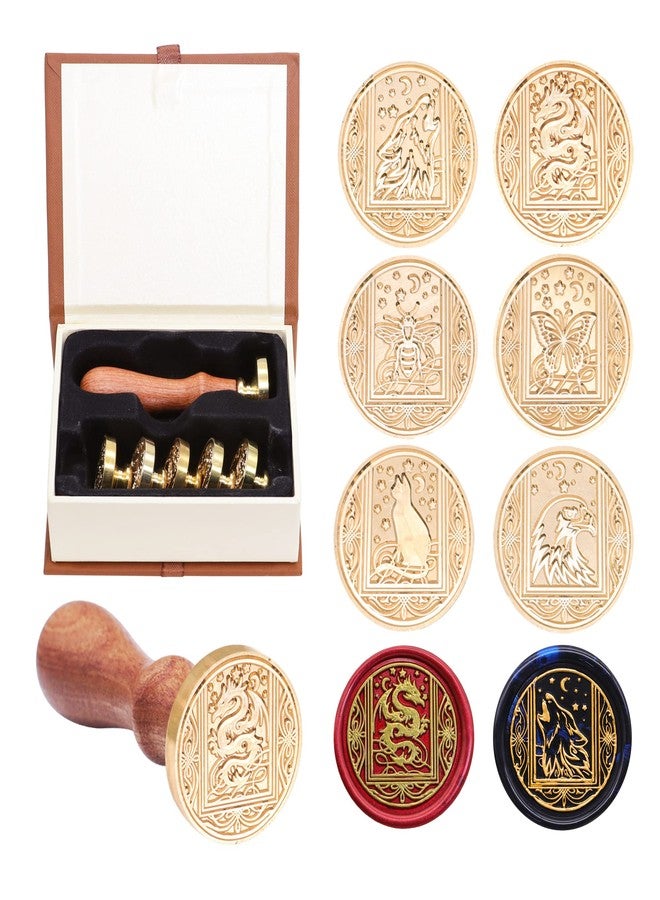 SWANGSA Wax Seal Stamp Set, Vintage 6 Pieces Sealing Wax Stamp Heads and 1 Wooden Handle for Wedding Party Invitations, Letters, Envelopes, Christmas (Starry Animals Set) - Image 1