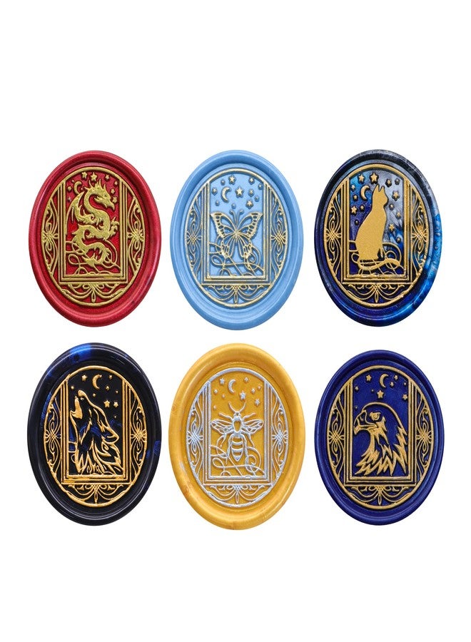 SWANGSA Wax Seal Stamp Set, Vintage 6 Pieces Sealing Wax Stamp Heads and 1 Wooden Handle for Wedding Party Invitations, Letters, Envelopes, Christmas (Starry Animals Set) - Image 3