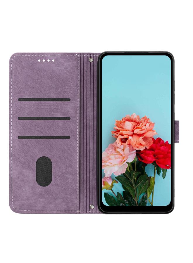 Green Tiger Case For Infinix Hot 40i Skin Feel Stripe Pattern Leather Phone Case with Lanyard - Image 3