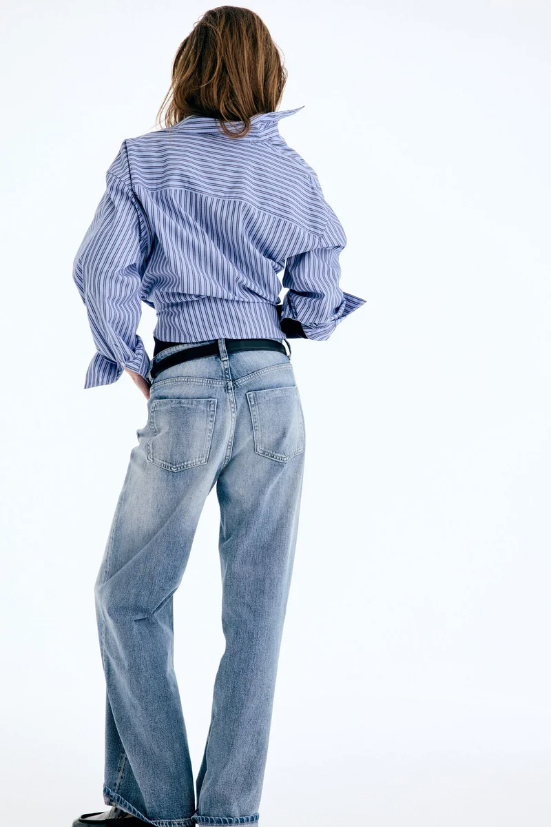 اتش اند ام جينز بخصر عالي وقصّة واسعة