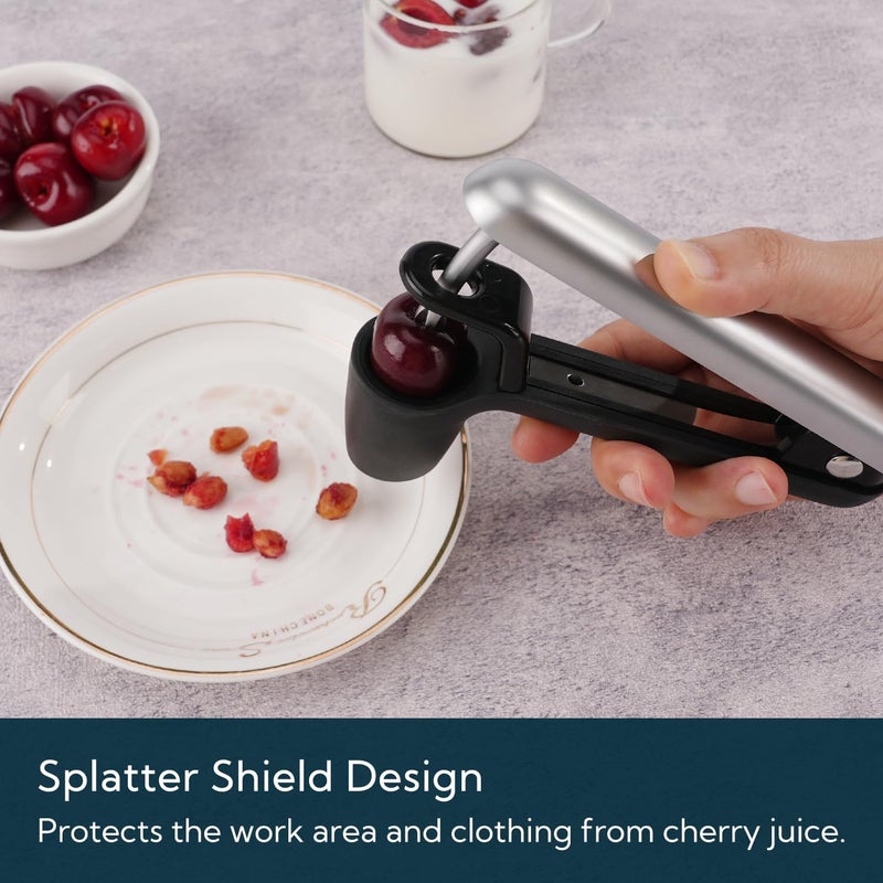 KITCHENDAO Cherry Pitter Tool, Larger Cross-Pitting Head, Cherry Core Remover with Safety Lock, Sturdy Zinc Alloy Handle, Dishwasher Safe(Black) - Image 5