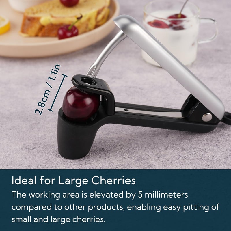 KITCHENDAO Cherry Pitter Tool, Larger Cross-Pitting Head, Cherry Core Remover with Safety Lock, Sturdy Zinc Alloy Handle, Dishwasher Safe(Black) - Image 3