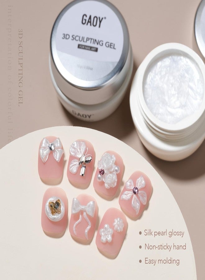 GAOY Pearl 3D Sculpting Gel for Nail Art, 15g Solid Nail Gel Non-Sticky Hard for Carving Molding and Building, Pearlescent White - Image 2