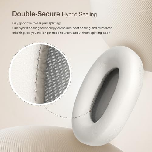 Aurivor Replacement Ear-Pads Cushions for Sony WH-1000XM5 Noise Canceling Headphones, Premium XM5 Ear Covers with Soft Protein Leather, Optimized Memory Foam (Silver) - Image 2