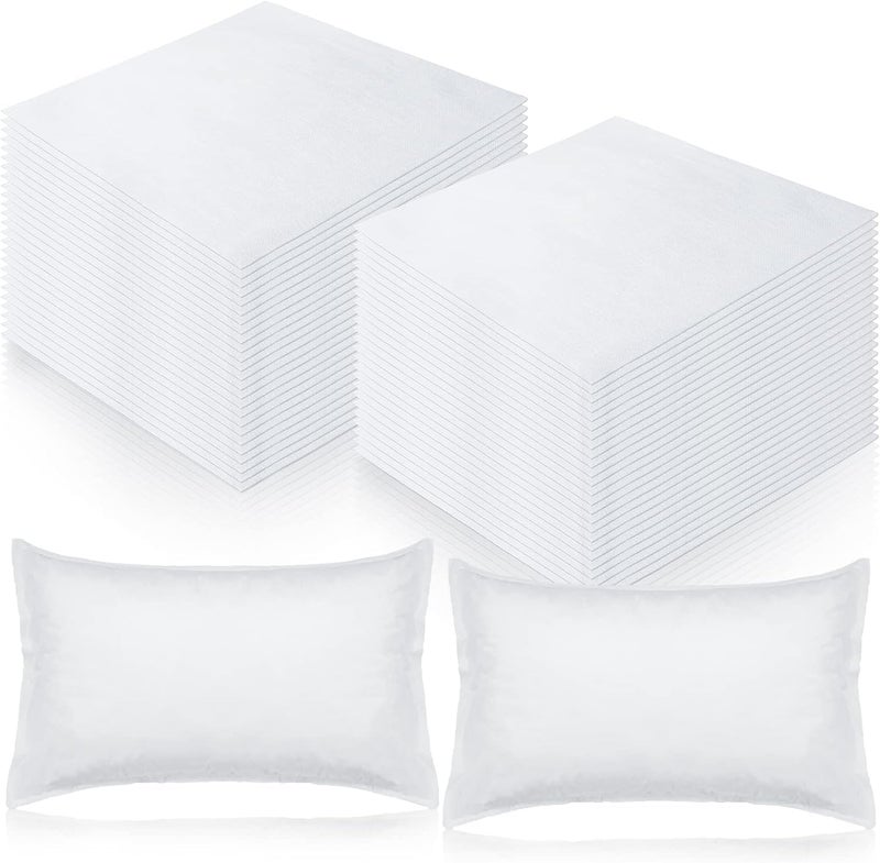 Odluzy 50 Pieces Disposable Pillowcases, Single Use Pillow Case, White Pillow Case with Envelope Closure, Standard Size Spa Pillow Covers, Against Stains and Spills for Hotel/Travel (21 x 31.5 Inches) - Image 1