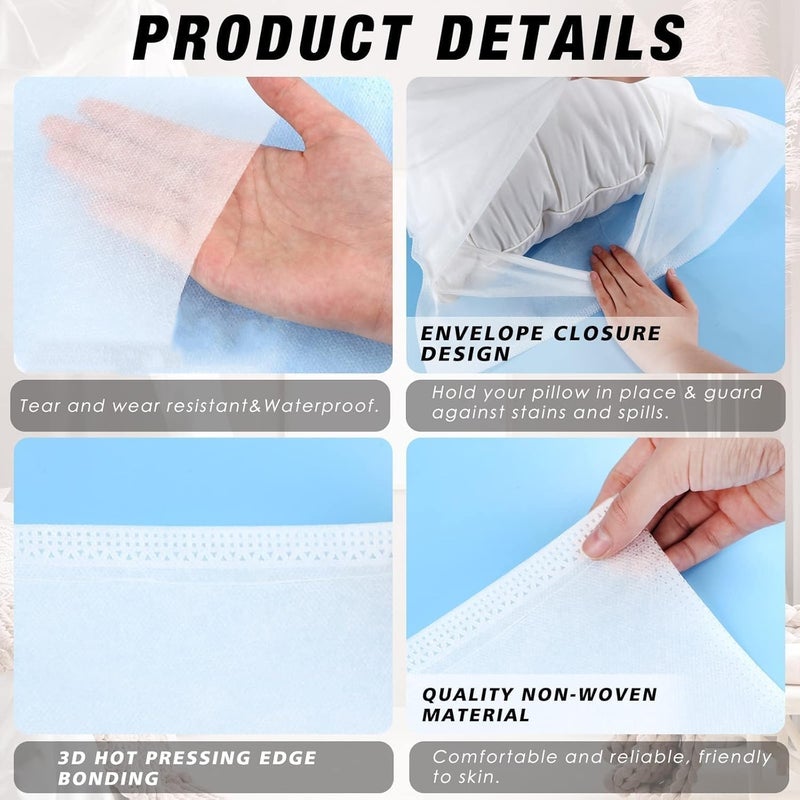 Odluzy 50 Pieces Disposable Pillowcases, Single Use Pillow Case, White Pillow Case with Envelope Closure, Standard Size Spa Pillow Covers, Against Stains and Spills for Hotel/Travel (21 x 31.5 Inches) - Image 4