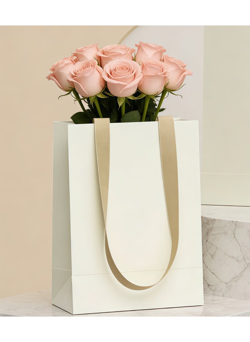 عالم البالونات عبوة من 10 أكياس هدايا ورقية بمقابض، أكياس تغليف هدايا، بالجملة، أكياس هدايا للحفلات، أكياس ورقية للتسوق من متاجر المواد الغذائية، أكياس هدايا لحفلات الزفاف وأعياد الميلاد وحفلات الكريسماس، أكياس حرفية لتجارة المواد الغذائية 21×11×27 سم - Image 5