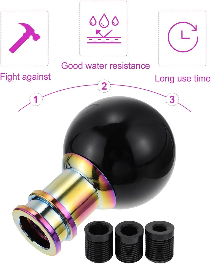 Ciieeo Acrylic Crystal Round Gear Shift Knob Head with 3 M8 M10 and Large Adapter Black Manual Transmission Car Accessory for Automotive Interior - Image 3