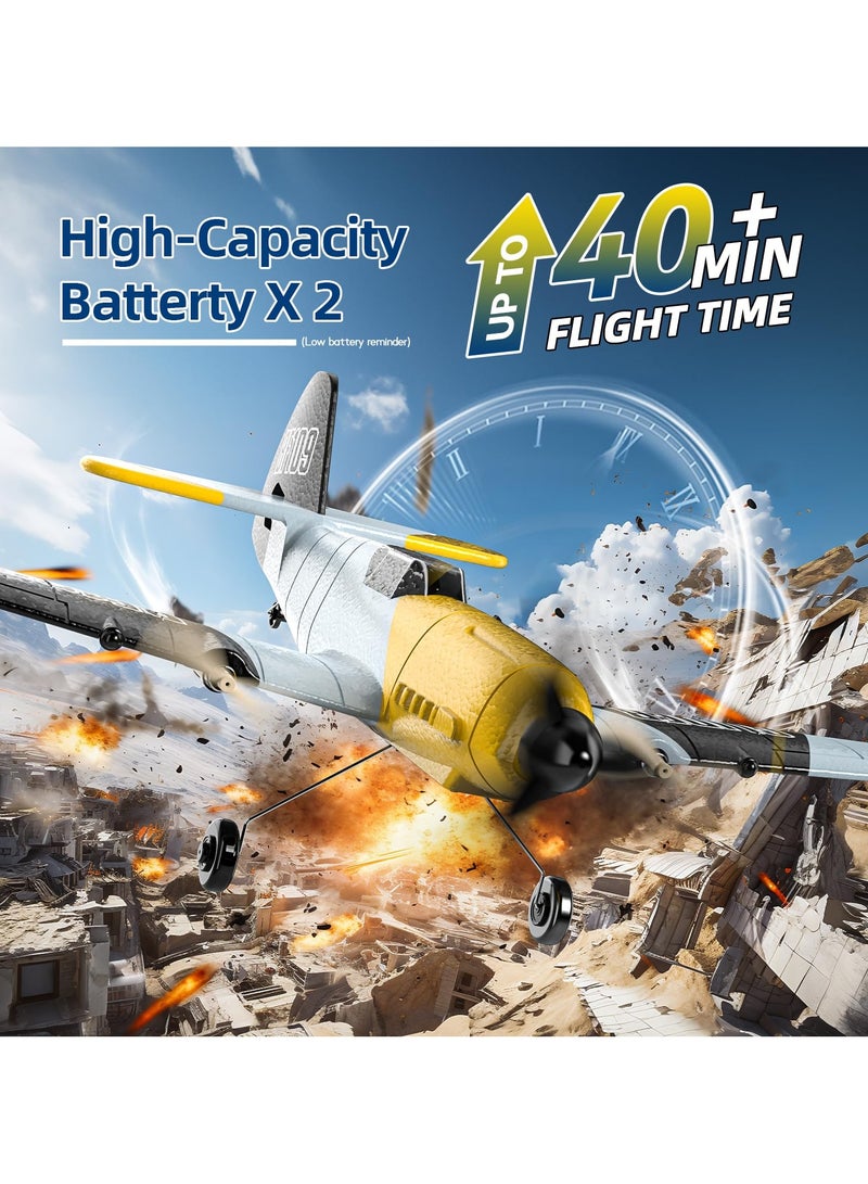 DEERC DEERC RC Plane 3 Channel BF-109 Remote Control Airplane Fighter Toys,2.4GHz 6-axis Gyro Stabilizer RTF Glider Aircraft Plane with 2 Batteries,Easy to Fly for Adults Kids Beginners Boys  - Image 3