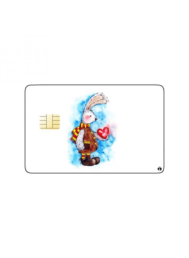 RKN PRINTED BANK CARD STICKER Cute Rabbit Drawing With Heart - Image 1
