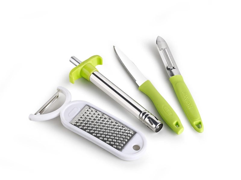 Ganesh 4 in 1 Combo Pack Included 1 Grater|1 Peeler - 1 Knife - 1 Gas Lighter|Multicolor - Plastic