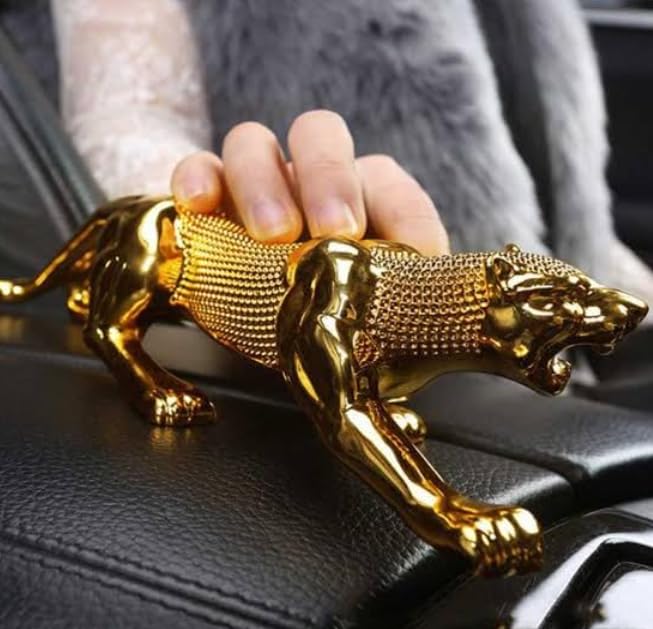 YOURKARTS.COM Golden Leopard Showpiece – Realistic Jaguar Design for Car & Home Decor | Lucky Charm Figurine for Interior Styling | car Accessories 2025 - Image 4