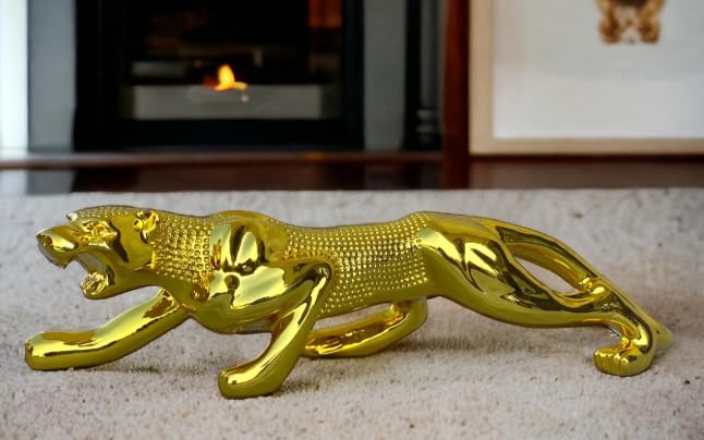 YOURKARTS.COM Golden Leopard Showpiece – Realistic Jaguar Design for Car & Home Decor | Lucky Charm Figurine for Interior Styling | car Accessories 2025 - Image 3