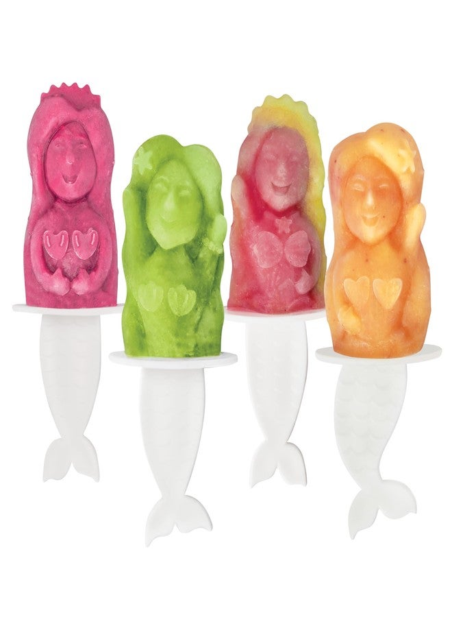 Tovolo Silicone Popsicle Molds with Sticks (Mermaid) - Ice Pop Molds with 4 Cavities for Homemade Flavored Ice Pops & Frozen Snacks - Popsicle Maker with Drip-Guards, Dishwasher Safe & BPA-Free - Image 1