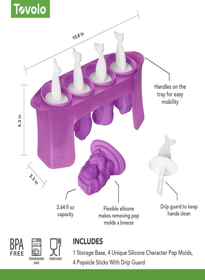 Tovolo Silicone Popsicle Molds with Sticks (Mermaid) - Ice Pop Molds with 4 Cavities for Homemade Flavored Ice Pops & Frozen Snacks - Popsicle Maker with Drip-Guards, Dishwasher Safe & BPA-Free - Image 5