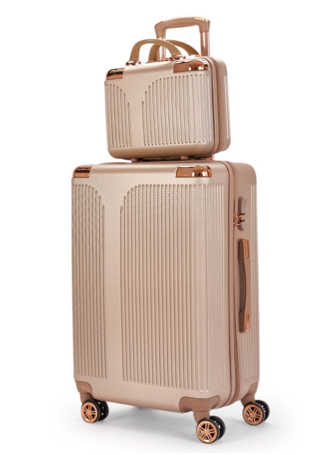 ليمرا طقم شنط سفر مكون من 4 حقائب أمتعة بتصميم فاخر خفيفة الوزن و متعددة الاحجام بمقاسات 28-24-20-12 بوصة لون ذهبي - Image 2