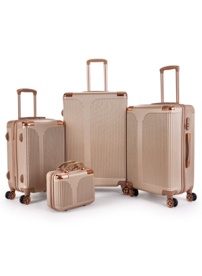 ليمرا طقم شنط سفر مكون من 4 حقائب أمتعة بتصميم فاخر خفيفة الوزن و متعددة الاحجام بمقاسات 28-24-20-12 بوصة لون ذهبي - Image 1