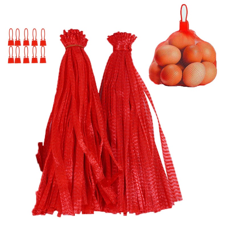 Red nylon reusable mesh bag for food, fruit, and vegetable storage  100PC - Image 1