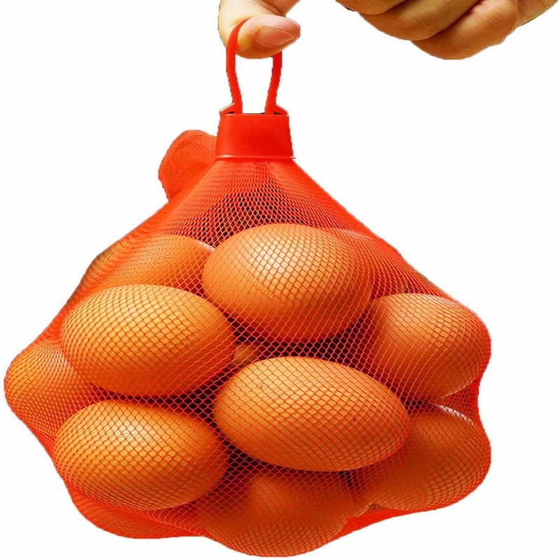 Red nylon reusable mesh bag for food, fruit, and vegetable storage  100PC - Image 3