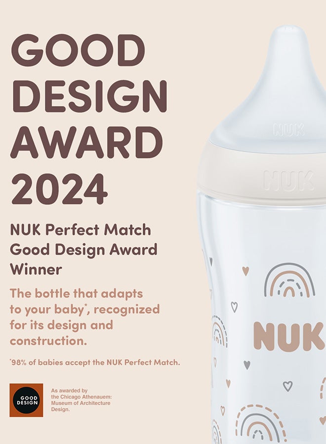 NUK Perfect Match Baby Feeding Bottle | 3+ Months, Temperature Control, Anti-Colic Valve And Bpa Free | M-Silicone Teat, Rainbow-260Ml - Image 4