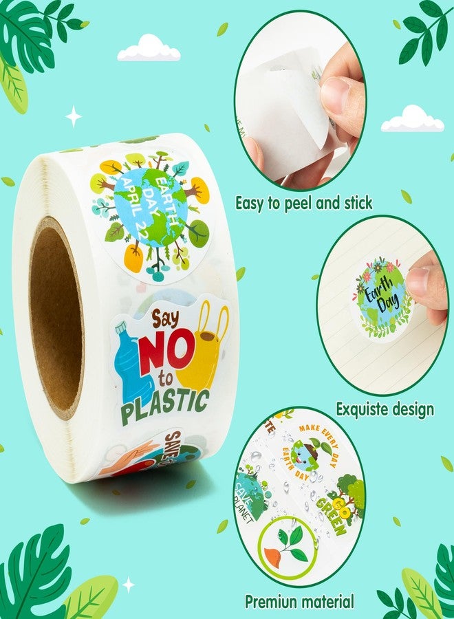 BeYumi Earth Day Roll Stickers - 1000Pcs Earth Day Stickers in 2 Rolls Waterproof Vinyl Save The Earth Decals for Cars Phone Laptop Bottle Notebook Luggage Computer Classroom Decor for Kids Students - Image 3