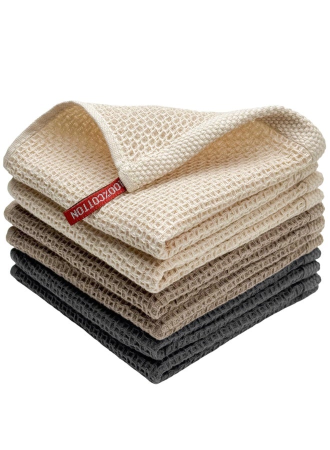 100% Cotton Waffle Weave Kitchen Dish Cloths, 30x30 cm, 6-Pack, Ultra Soft Absorbent Quick Dry Dish Towels, Mixed Colours - Image 1