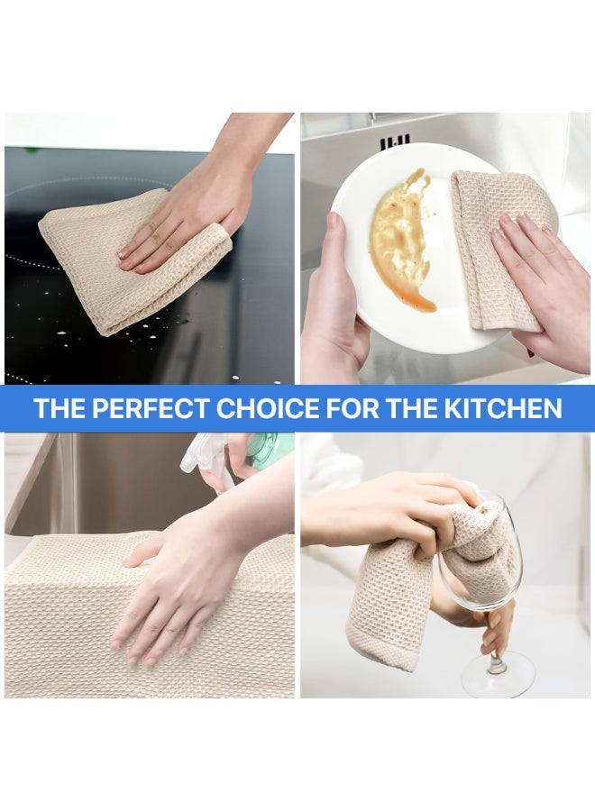100% Cotton Waffle Weave Kitchen Dish Cloths, 30x30 cm, 6-Pack, Ultra Soft Absorbent Quick Dry Dish Towels, Mixed Colours - Image 4