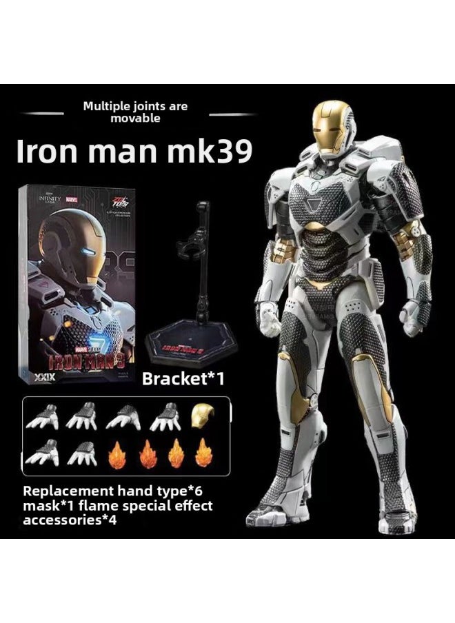 Zhongdong Iron Man Hand-made MK85 Marvel 3 Avengers 2 Mark 50 Luminous Action Figure Model Toy-Color:Iron Man Mk39 1906-39