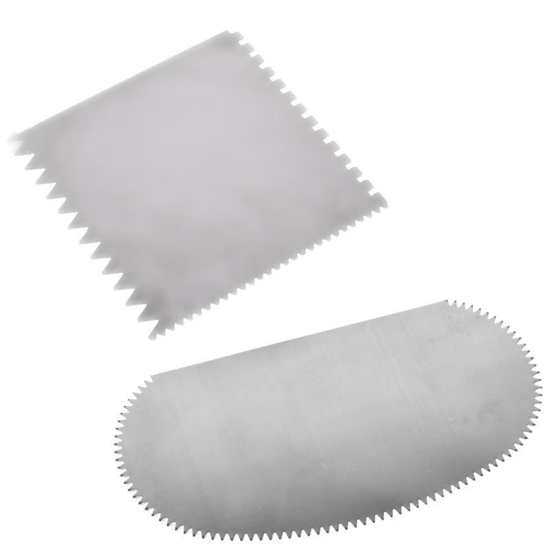 BCP Set of 2 Stainless Steel Serrated Scraper Crafts Tool for Sculpture Ceramic - Image 1