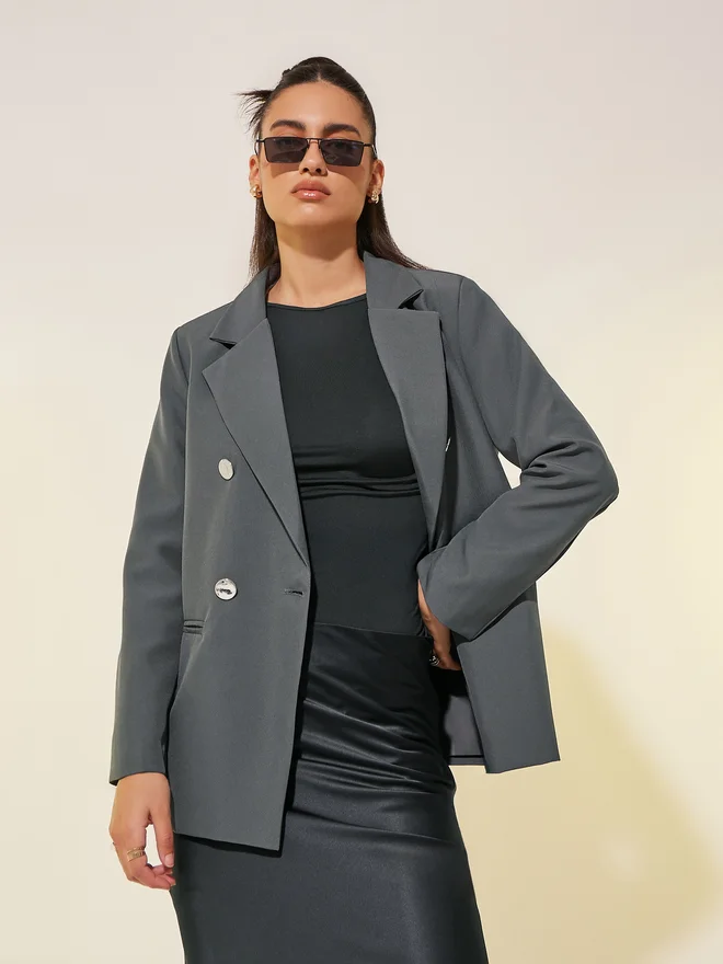 Take Two Take Two Solid Long Sleeve Regular Fit Blazer