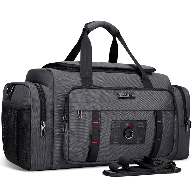 WITZMAN Duffle Bag for Men Large Overnight Carry On Weekender Bag with Shoe Compartment Sports Gym Duffle Bags for Traveling(B719 Silvery Grey) - Image 1