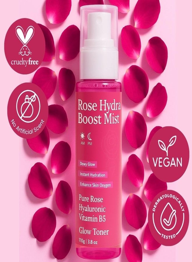 Mu Rose Hydra Boost Face Toner| for Glowing, Brighter and Hydrated Skin| with Hyaluronic Acid, Vitamin B5 and Rose Water | 100% Natural | Soothing and pore tightening | For all skin type (Rose) - Image 2