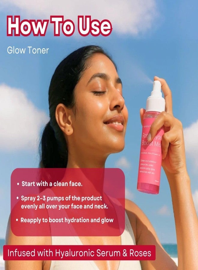 Mu Rose Hydra Boost Face Toner| for Glowing, Brighter and Hydrated Skin| with Hyaluronic Acid, Vitamin B5 and Rose Water | 100% Natural | Soothing and pore tightening | For all skin type (Rose) - Image 3