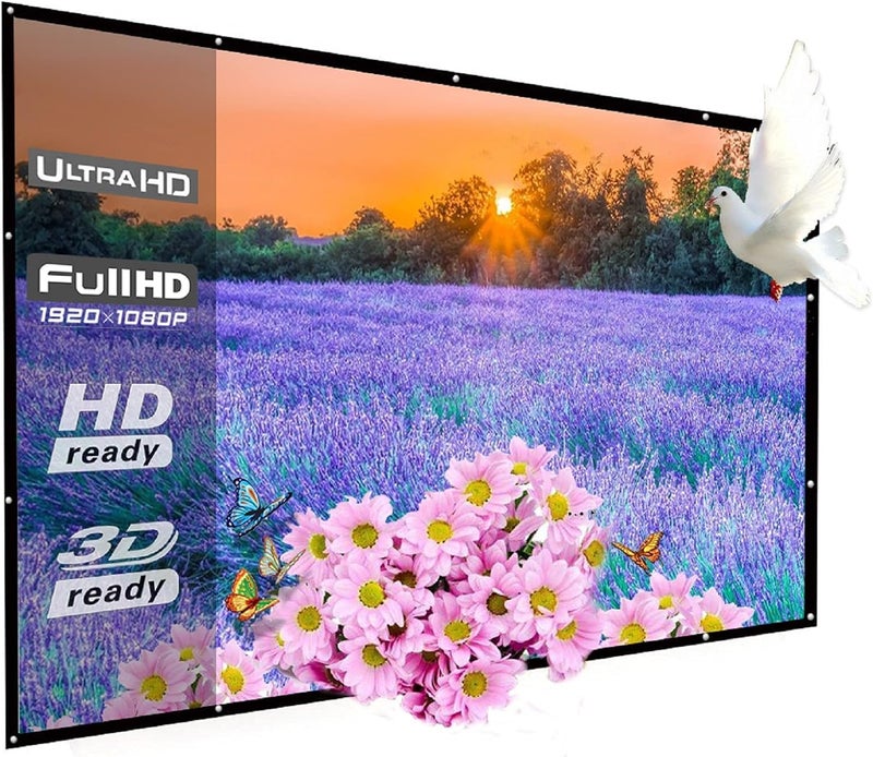 SAVSOL 50 inch Projector Screen,4K 16:9 Portable Eyelet Premium Video Foldable Projection for HD Home Theater Cinema Anti-Crease Indoor Outdoor Office Classroom (111 cm (W) x 63 cm (H)) - Image 1