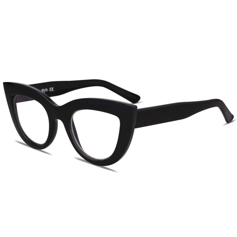SOJOS Blue Light Blocking Glasses Retro Vintage Cateye Eyeglasses for Women Plastic Frame Hipster Party SJ5025 with Black Frame/Anti-Blue light Lens - Image 1
