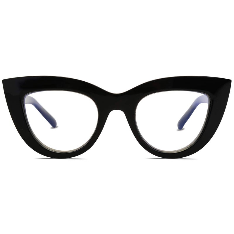 SOJOS Blue Light Blocking Glasses Retro Vintage Cateye Eyeglasses for Women Plastic Frame Hipster Party SJ5025 with Black Frame/Anti-Blue light Lens - Image 2