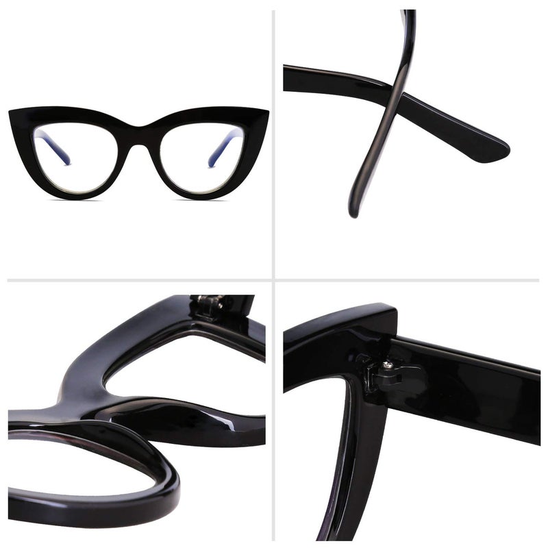 SOJOS Blue Light Blocking Glasses Retro Vintage Cateye Eyeglasses for Women Plastic Frame Hipster Party SJ5025 with Black Frame/Anti-Blue light Lens - Image 5