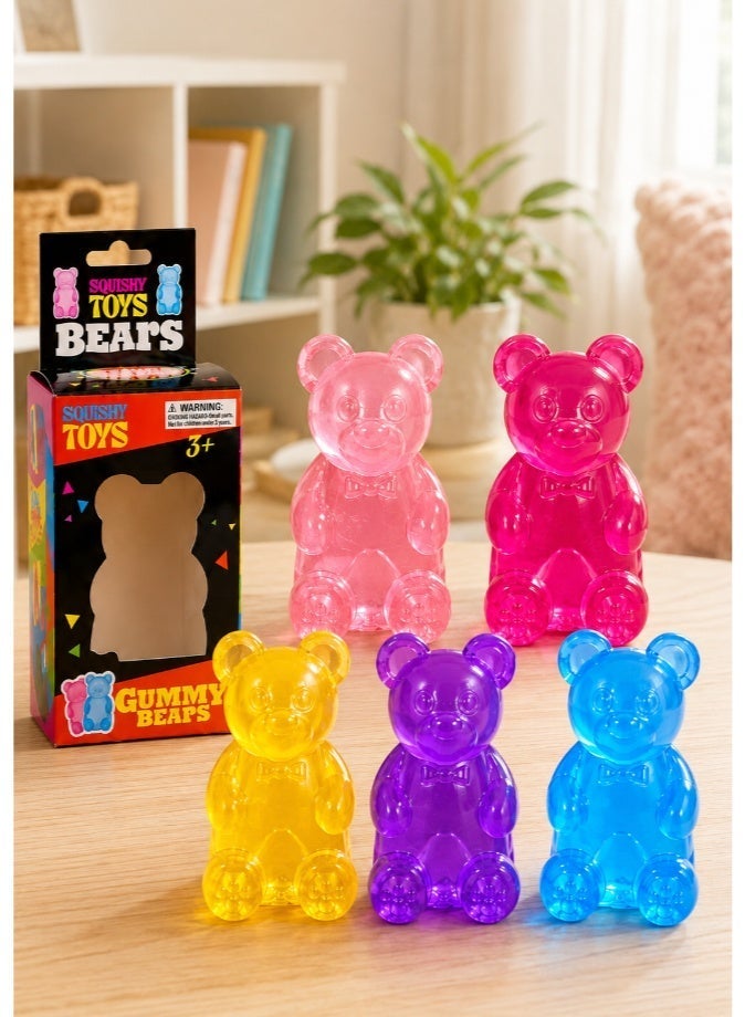 DAT Squishy Gummy Bear Stress Relief Toy for Kids – Soft Translucent Squeeze Fidget Sensory Bear Figure, Ages 3+, Assorted Colors - Image 5