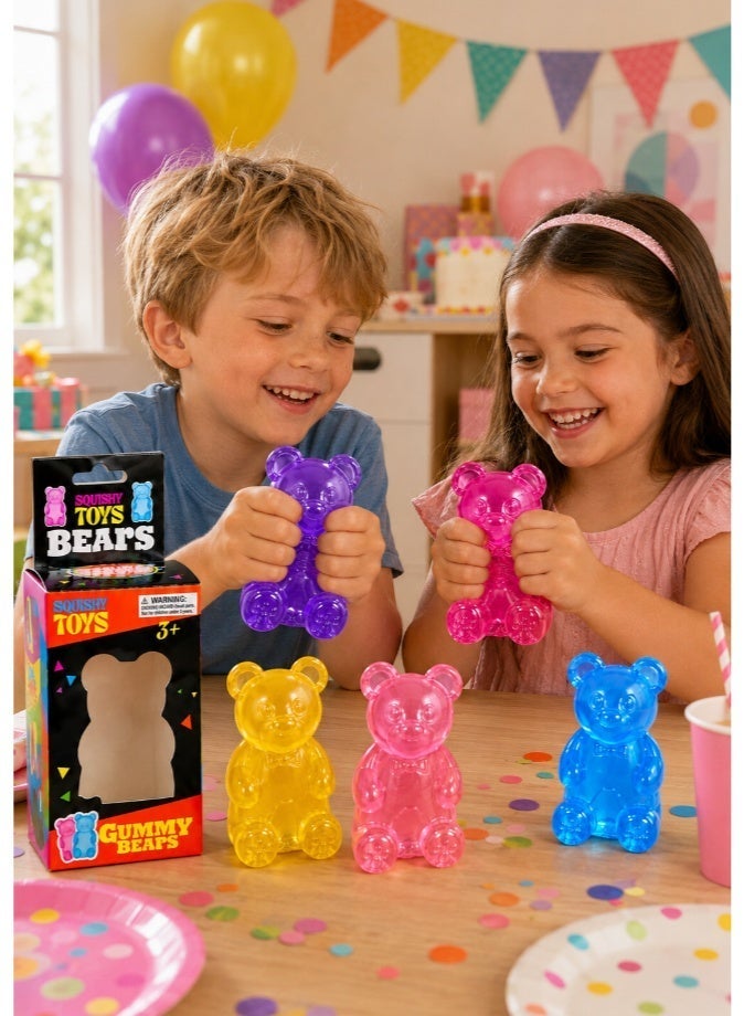 DAT Squishy Gummy Bear Stress Relief Toy for Kids – Soft Translucent Squeeze Fidget Sensory Bear Figure, Ages 3+, Assorted Colors - Image 4