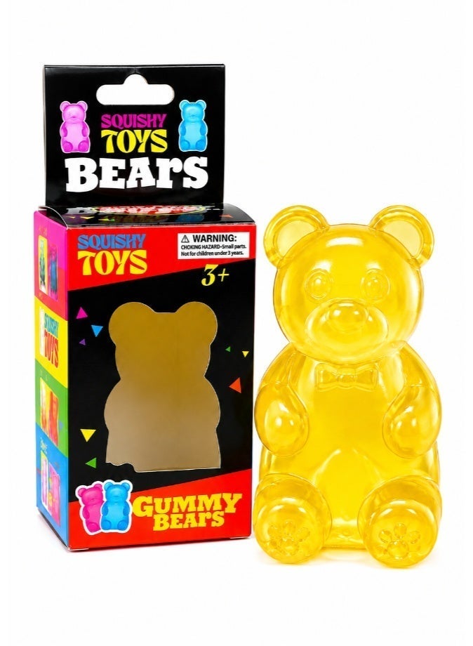 DAT Squishy Gummy Bear Stress Relief Toy for Kids – Soft Translucent Squeeze Fidget Sensory Bear Figure, Ages 3+, Assorted Colors - Image 1