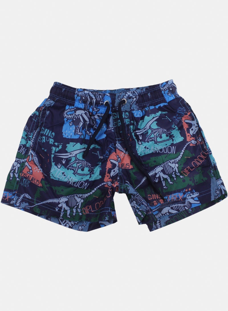Baby Boys Swim Trunks – Navy with Dino Print