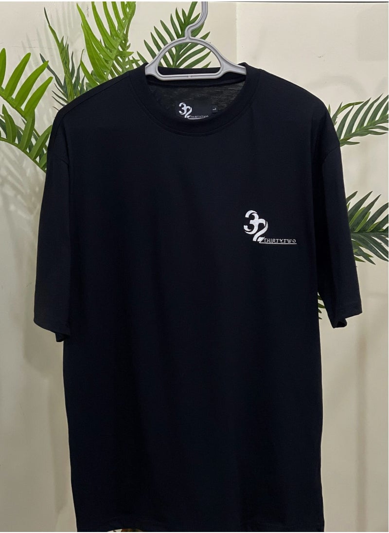 THIRTYTWO T-Shirts Loose Fit Cotton Crewneck Short Sleeve Tops BLACK 