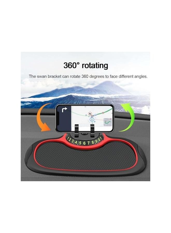 erorex Multifunction Phone Pad Holder, Anti Skid Car Dashboard Sticky Pad, Non-Slip Mat for Car 360 Degrees Rotating Phone Holder Mat for Car, Universal Car Phone Mount with Number Plate - Image 3