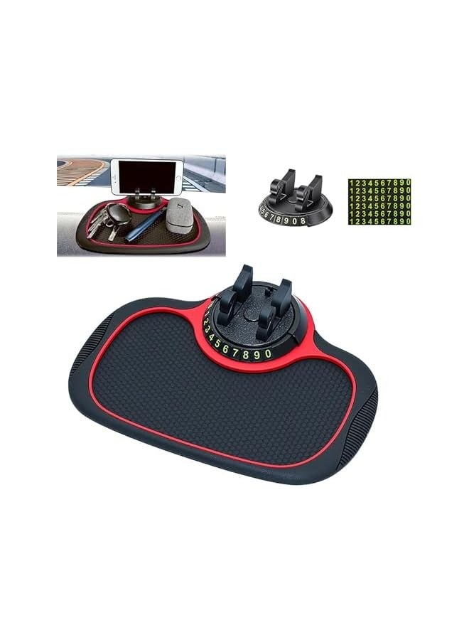 erorex Multifunction Phone Pad Holder, Anti Skid Car Dashboard Sticky Pad, Non-Slip Mat for Car 360 Degrees Rotating Phone Holder Mat for Car, Universal Car Phone Mount with Number Plate - Image 1