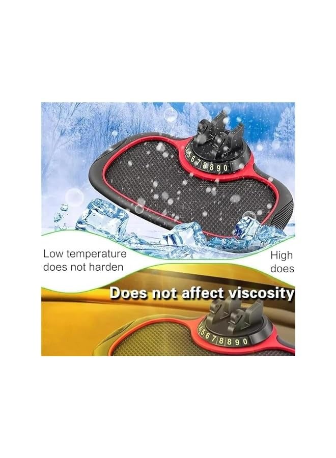 erorex Multifunction Phone Pad Holder, Anti Skid Car Dashboard Sticky Pad, Non-Slip Mat for Car 360 Degrees Rotating Phone Holder Mat for Car, Universal Car Phone Mount with Number Plate - Image 2